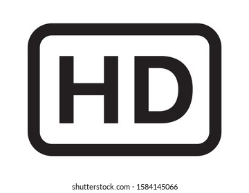 HD / high definition video image resolution or media badge label line art vector icon for apps and websites