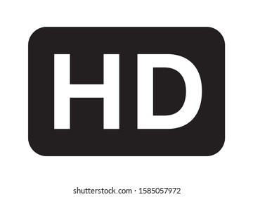 HD / high definition video image resolution or media badge label flat vector icon for apps and websites