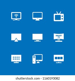 hd icon. 9 hd set with television, tv, smart tv and pc computer with monitor vector icons for web and mobile app