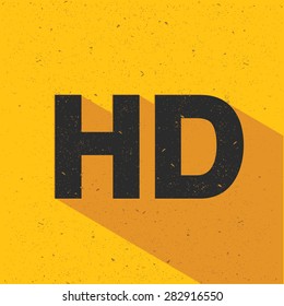 HD icon design on yellow background, flat design. Clean vector.