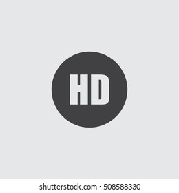 HD icon in a flat design in black color. Vector illustration eps10