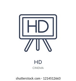 Hd icon. Hd linear symbol design from Cinema collection. Simple outline element vector illustration on white background.