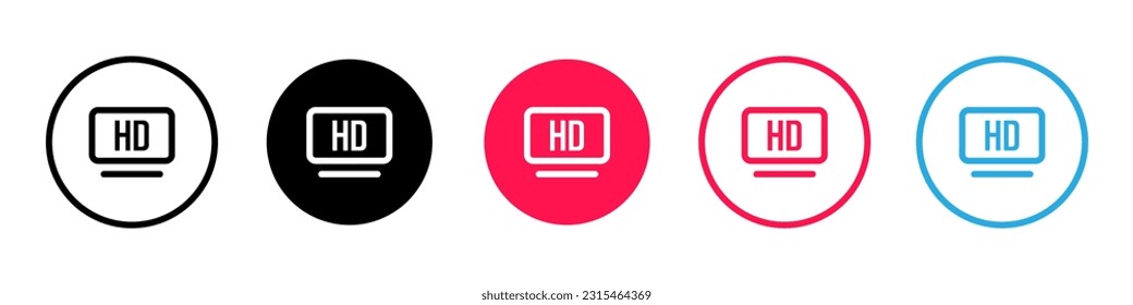 HD icon quality video. HD screen. High definition tv sign. Vector