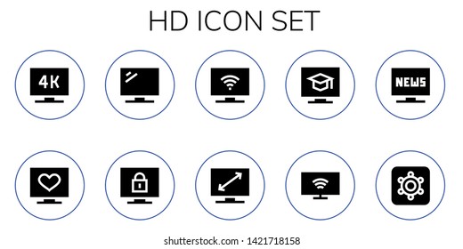 hd icon set. 10 filled hd icons.  Collection Of - Television, Smart tv, Hidden camera