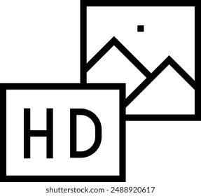 icono hd. Diseño de estilo lineal delgado aislado sobre fondo blanco