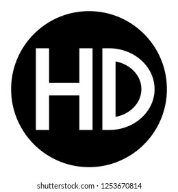 HD icon vector on black circle. White background