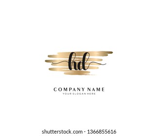 HD initial handwriting logo with brush gold color template vector