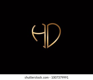 HD initial heart shape red colored logo