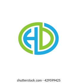HD initial letters looping linked ellipse logo blue green