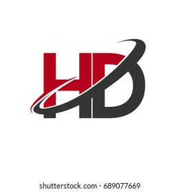 HD initial logo company name colored red and black swoosh design, isolated on white background. vector logo for business and company identity.