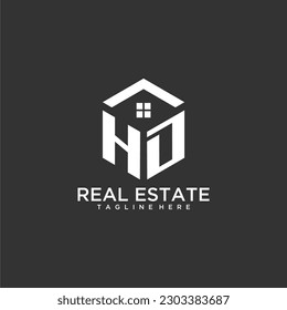 HD initial monogram logo for real estate with polygon shape creative design