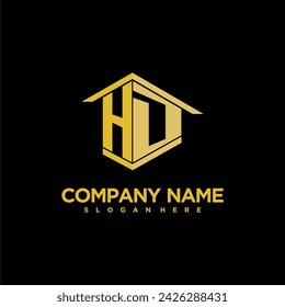 Logo de monograma inicial HD para bienes raíces con diseño de estilo de construcción creativo