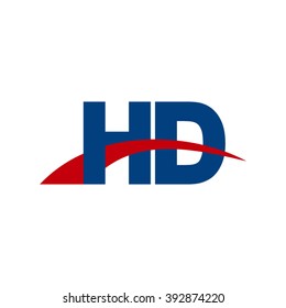 HD initial overlapping swoosh letter logo blue red