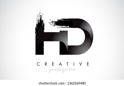 HD Letter Design with Brush Stroke and Modern 3D Look Vector Illustration.