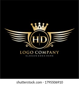 HD Letter Initial with Royal Wing Logo Template.