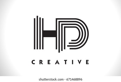 HD Letter Logo With Black Lines Design. Line Letter Symbol Vector Illustration