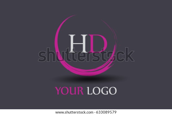 HD Letter Logo Circular Purple Splash Brush Concept.
