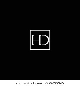 Diseño creativo del logotipo de la letra HD con el logotipo vectorial gráfico HD sencillo y moderno