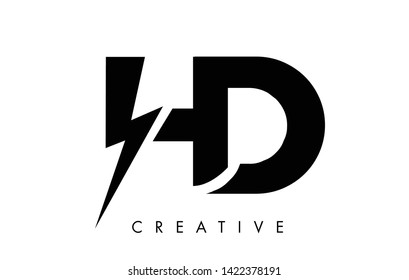 HD Letter Logo Design With Lighting Thunder Bolt. Electric Bolt Letter Logo Vector Illustration.
