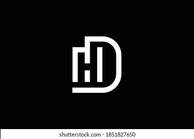 Diseño del logotipo de la carta HD sobre fondo de lujo. Concepto del logotipo de la letra de la letra del monograma DH. Diseño de iconos HD. Diseño del icono de la letra blanca elegante y profesional DH sobre fondo negro. H D DH HD
