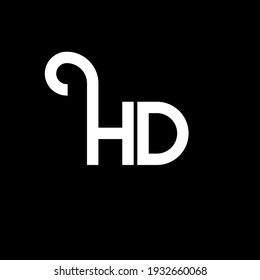 HD-Brief-Logo-Design auf schwarzem Hintergrund. HD-Creative-Initials-Logo-Konzept. hd Buchstaben Design. HD-weißer Brief-Design auf schwarzem Hintergrund. H D, h d Logo