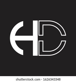 HD Letter logo monogram with oval shape negative space design template
