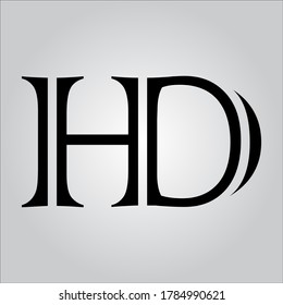 HD letter logo with white background.The nice black letter logo.