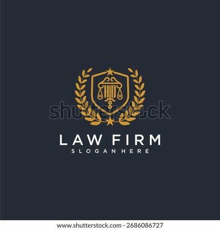 HD letter monogram logo for lawfirm with pillar and leaf image design