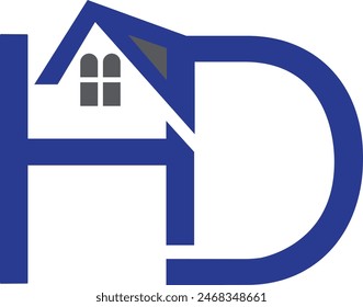 HD letters logo design vector images. HD Real Estate logo design. DH logo design template icon 