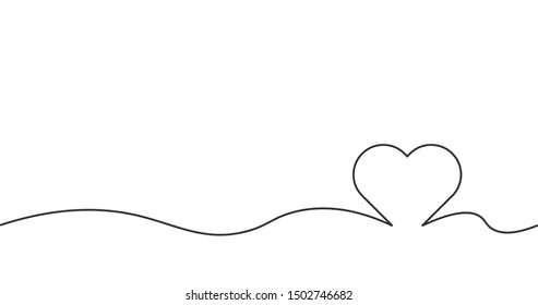 HD Line Heart, Love, Valentine Romantic Banner Concept. Stock Vector Illustration Isolated On White Background