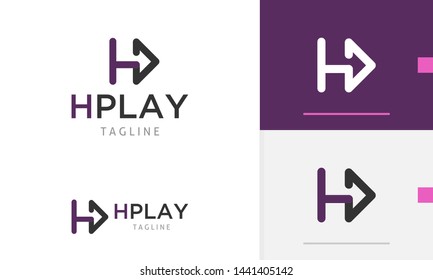 HD logo design concept, HD logotype, H and Play design concept, High Definition icon design