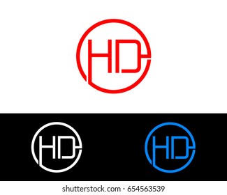 Hd Logo. Letter Design Vector with Red and Black Gold Silver Colors
