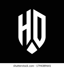 monograma del logotipo de hd con plantilla de diseño de estilo de escudo de emblema