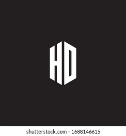 HD Logo monogram with hexagon shape style design template isolated on black background