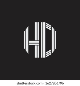 HD Logo monogram with outline style linked isolated on black background