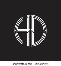 HD Logo monogram triple ribbon style line design template isolated on black background