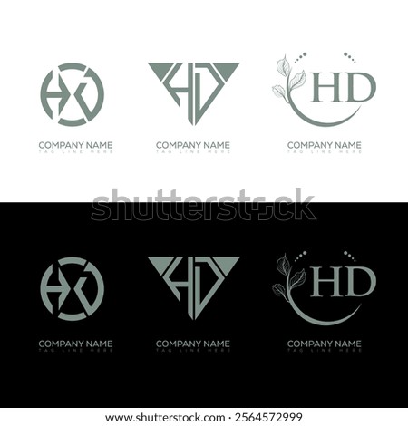 HD minimalist and classic logo set design. HD monogram circle shape vector. HD unique design.
