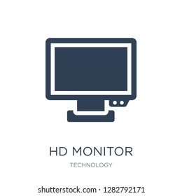 hd monitor icon vector on white background, hd monitor trendy filled icons from Technology collection, hd monitor vector illustration