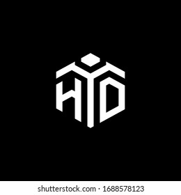 HD monogram logo with abstract hexagon style design template isolated on black background