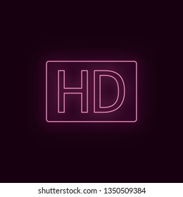 Hd, neon, icon. Theater ruby color neon ui ux icon. Theater sign logo vector - Vector