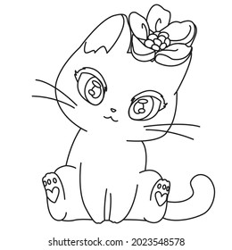 HD printable anime cat and chibi cat coloring pages for children kids and adults. Children coloring pages, caticorn coloring pages, learning for kids. Cat Vector