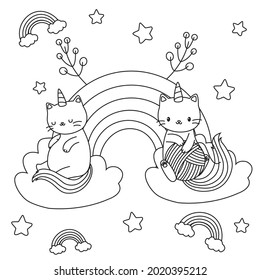 HD printable caticorn and cat unicorn coloring pages for children kids and adults. Children coloring pages, caticorn coloring pages, learning for kids