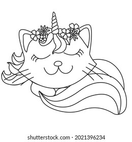 HD printable caticorn and cat unicorn coloring pages for children kids and adults. Children coloring pages, caticorn coloring pages, learning for kids