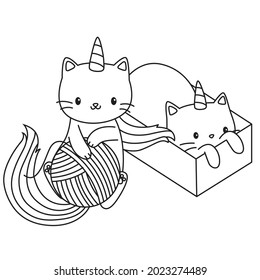 HD printable caticorn and cat unicorn coloring pages for children kids and adults. Children coloring pages, caticorn coloring pages, learning for kids. Cat Vector