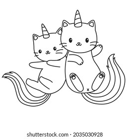 HD printable caticorn and cat unicorn or anime cat coloring pages for children kids and adults. Children coloring pages, caticorn coloring pages, learning for kids. Cat Vector.
