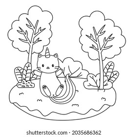 HD printable caticorn and cat unicorn or anime cat coloring pages for children kids and adults. Children coloring pages, caticorn coloring pages, learning for kids. Cat Vector.