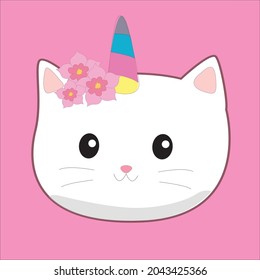 HD printable caticorn and cat unicorn or anime cat color pages for children kids and adults. Children coloring pages, caticorn coloring pages, learning for kids. Cat Vector.