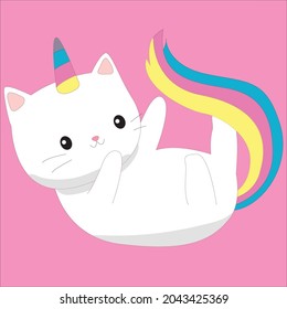 HD printable caticorn and cat unicorn or anime cat color pages for children kids and adults. Children coloring pages, caticorn coloring pages, learning for kids. Cat Vector.