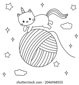 HD printable caticorn and cat unicorn or anime cat coloring pages for children kids and adults. Children coloring pages, caticorn coloring pages, learning for kids. Cat Vector.