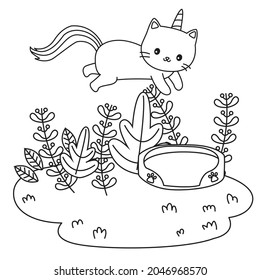 HD printable caticorn and cat unicorn or anime cat coloring pages for children kids and adults. Children coloring pages, caticorn coloring pages, learning for kids. Cat Vector.